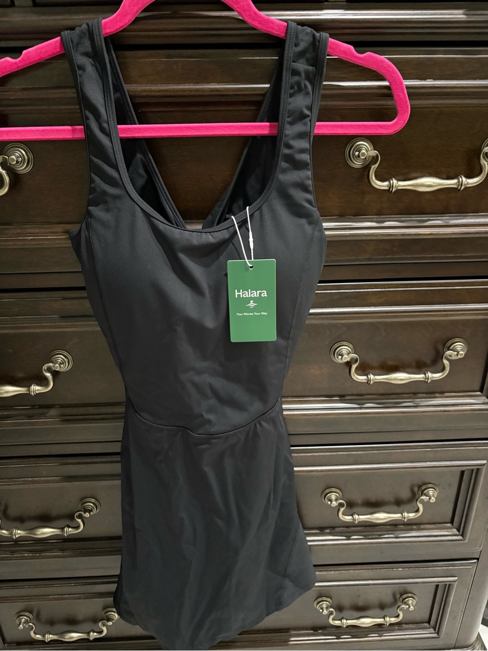 HALARA Women’s Black Stretch Active Dress with attached shorts-Brand New, Sz Sm